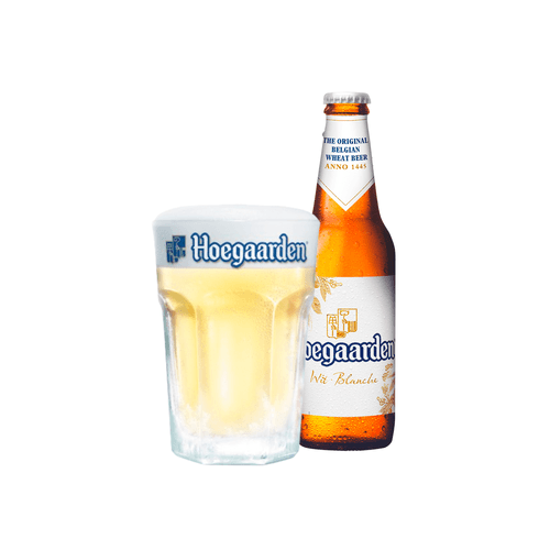 Foto van Hoegaarden Witbier op witte achtergrond