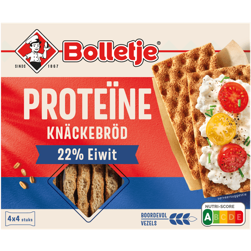 Foto van Bolletje Knackebrod proteine op witte achtergrond