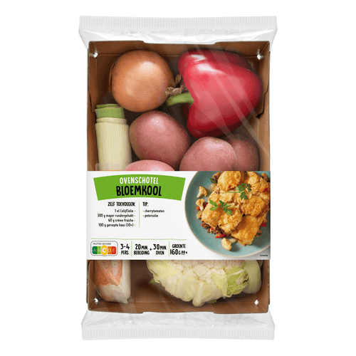 Foto van Verspakket ovenschotel bloemkool op witte achtergrond