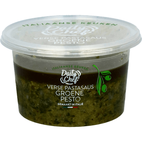 Foto van Daily Chef Verse pastasaus groene pesto op witte achtergrond
