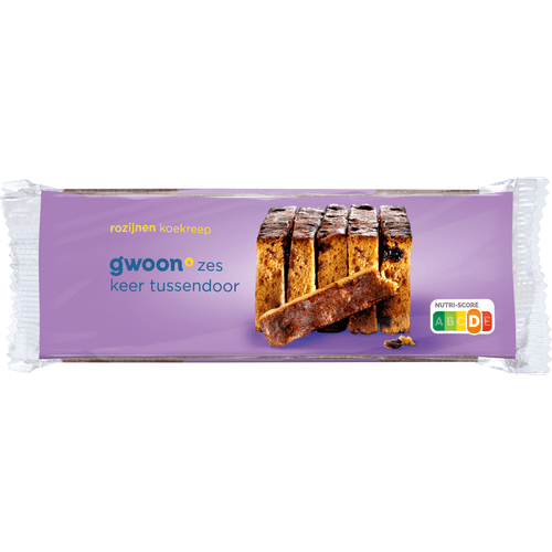 Foto van G'woon Ontbijtkoekrepen rozijnen 6 stuks op witte achtergrond