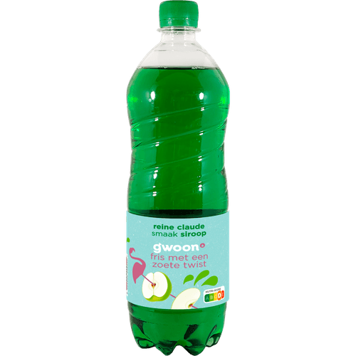 Foto van G'woon Limonadesiroop reine claude op witte achtergrond