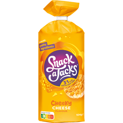 Foto van Snack a Jacks Rijstwafels cheese op witte achtergrond