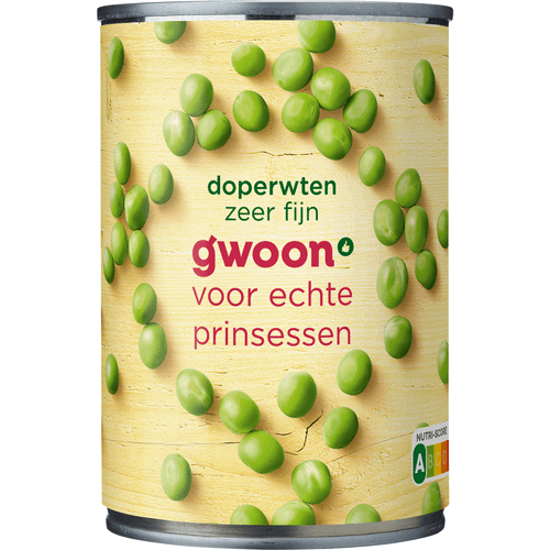 Foto van G'woon Doperwten extra fijn op witte achtergrond
