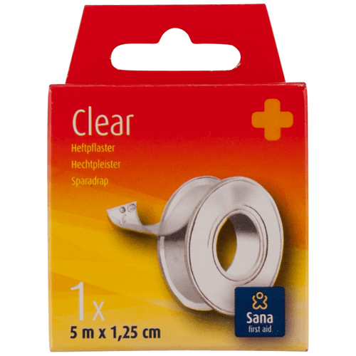 Foto van Sana First Aid Hechtpleister 5 meter x 1.25 centimeter op witte achtergrond