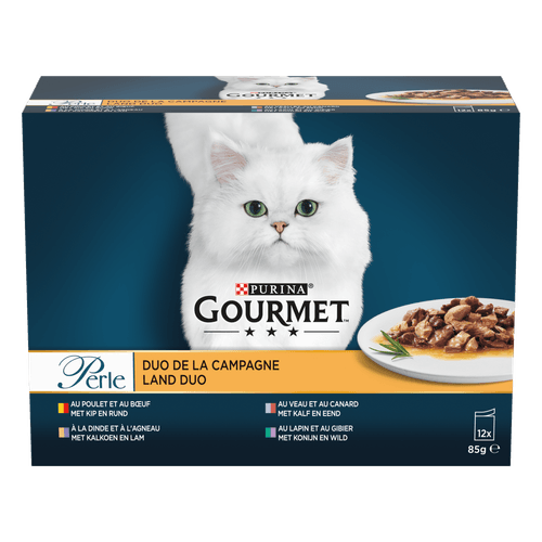 Foto van Gourmet Kattenvoer perle duo van vlees 12 st. op witte achtergrond