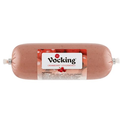 Foto van Vocking Cranberry leverworst op witte achtergrond