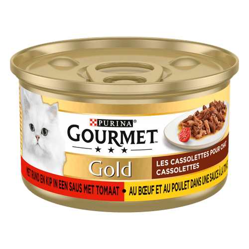 Foto van Gourmet Gold duo vlees en tomaat op witte achtergrond