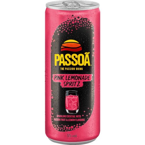 Foto van Passoa Lemonade spritz pink op witte achtergrond