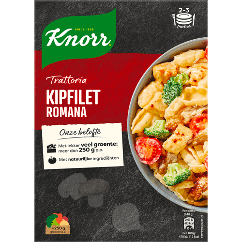 Foto van Knorr Trattoria kipfilet romana op witte achtergrond