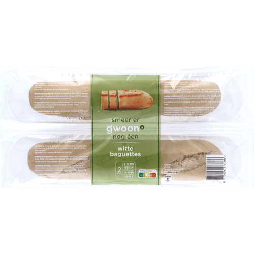 Foto van G'woon Baguettes wit 2 stuks op witte achtergrond