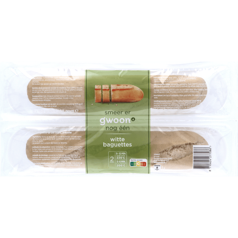 G'woon Baguettes wit 2 stuks