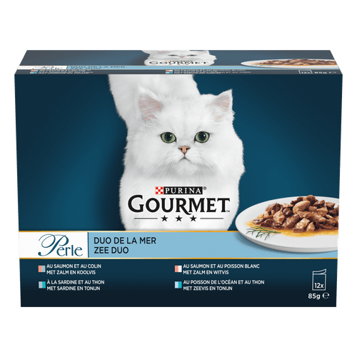 Foto van Gourmet Kattenvoer perle zee duo 12 st. op witte achtergrond