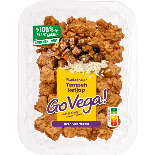 Foto van Go Vega Tempeh blokjes ketjap op witte achtergrond