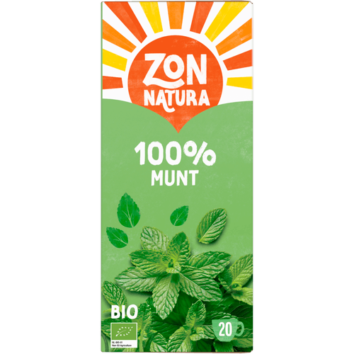 Foto van Zonnatura Biologische kruidenthee munt op witte achtergrond