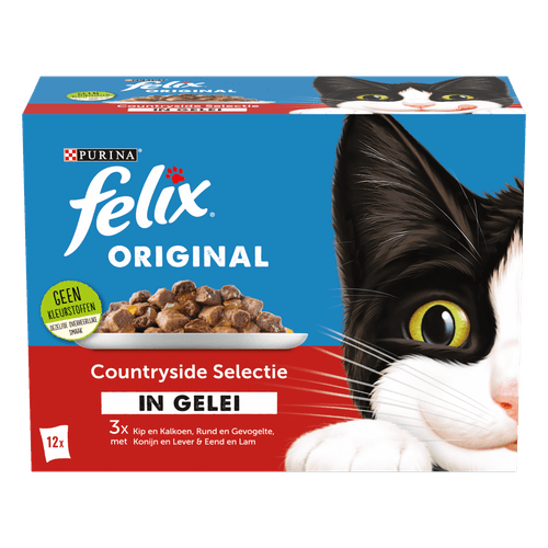 Foto van Felix Kattenvoer vlees selectie 12 stuks op witte achtergrond