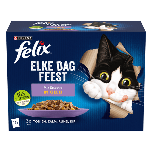 Foto van Felix Kattenvoer elke dag feest mix 12 stuks op witte achtergrond