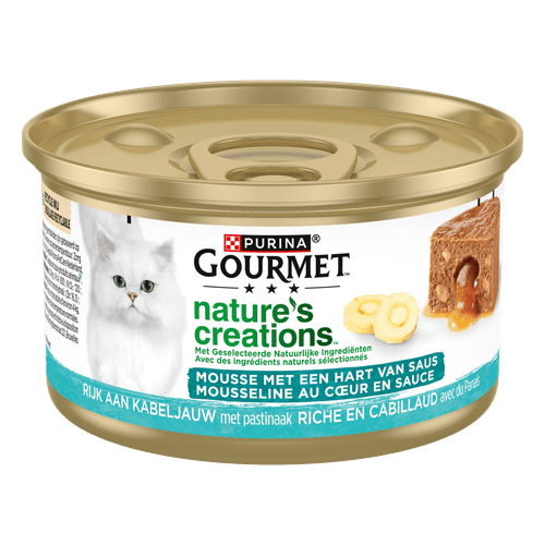 Foto van Gourmet Nature creations kabeljauw pastinaak op witte achtergrond