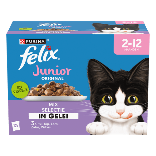 Foto van Felix Kattenvoer nat original junior multipack 12 stuks op witte achtergrond