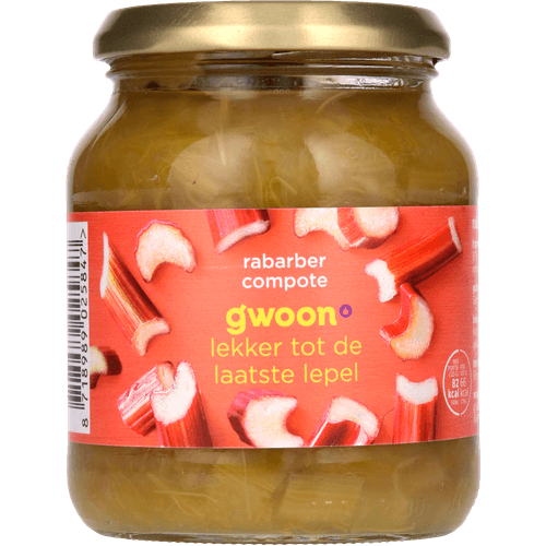 Foto van G'woon Rabarbercompote op witte achtergrond