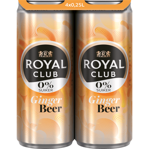 Foto van Royal Club Ginger beer 0% 4x 25cl op witte achtergrond