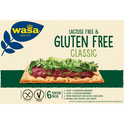 Foto van Wasa Knackebrod gluten- en lactosevrij op witte achtergrond