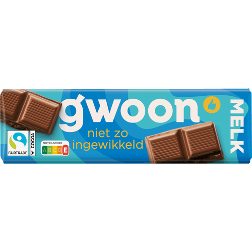Foto van G'woon Chocoladereep melk op witte achtergrond