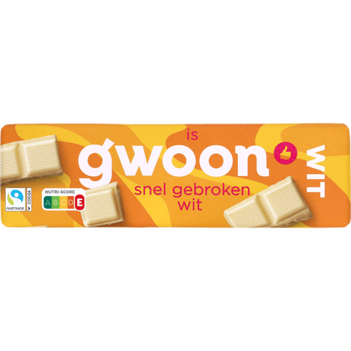 Foto van G'woon Chocoladereep wit op witte achtergrond