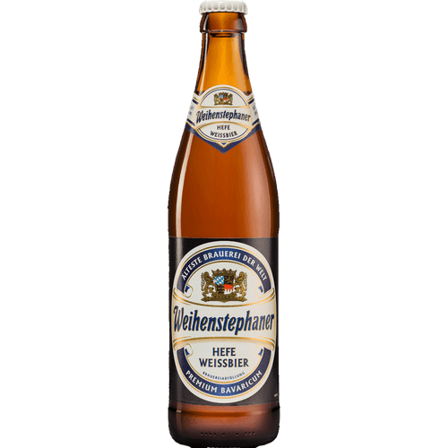 Foto van Weihenstephaner Hefe weizen op witte achtergrond