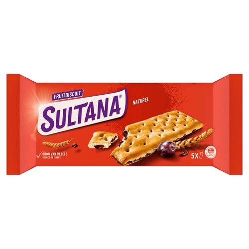 Foto van Sultana Fruitbiscuit naturel op witte achtergrond