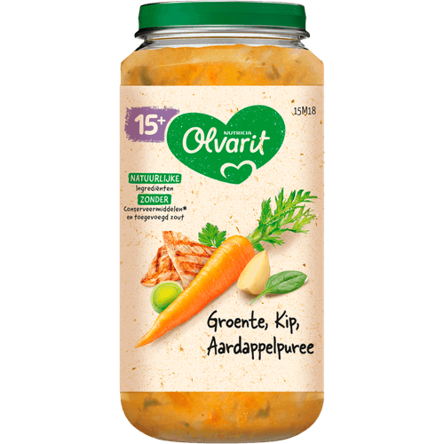 Foto van Olvarit 15mnd groente kip aardappelpure op witte achtergrond