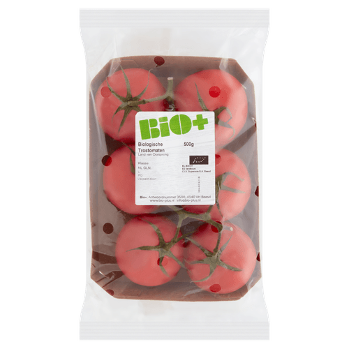 Foto van Bio+ Trostomaten op witte achtergrond