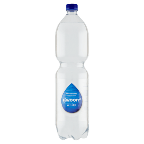 Foto van G'woon Mineraalwater koolzuurvrij op witte achtergrond