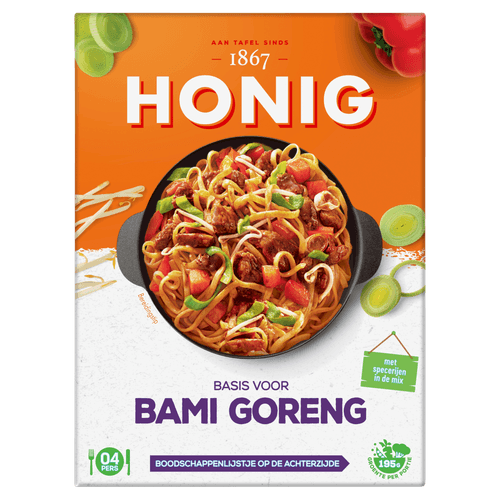 Foto van Honig Kruidenmix bami goreng op witte achtergrond