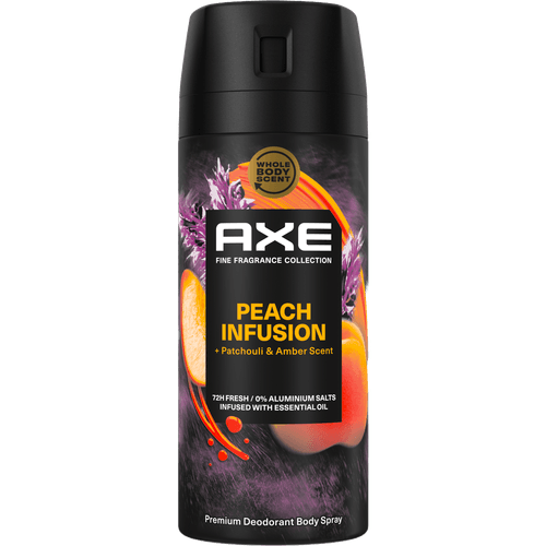 Foto van AXE Deospray peach infusion op witte achtergrond