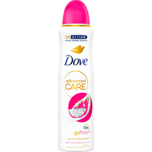Foto van Dove Deospray adv. care dragon fruit op witte achtergrond