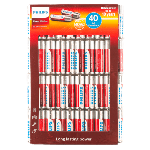 Foto van Philips Power alkaline aa 40 pack op witte achtergrond