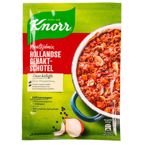Foto van Knorr Maaltijdmix gehaktschotel op witte achtergrond