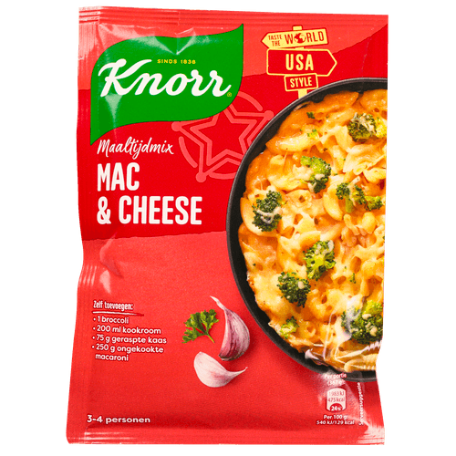 Foto van Knorr Maaltijdmix mac & cheese op witte achtergrond