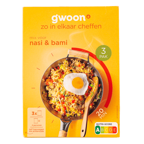 Foto van G'woon Kruidenmix nasi/bami 3-pack op witte achtergrond