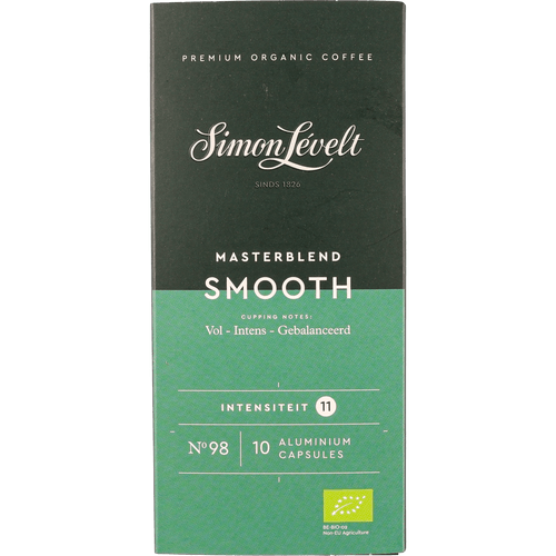 Foto van Simon Levelt Capsules masterblend smooth op witte achtergrond
