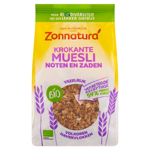 Foto van Zonnatura Krokante muesli noten & zaden op witte achtergrond