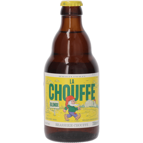 Foto van La Chouffe Blond op witte achtergrond