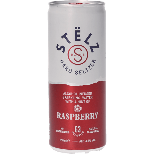 Foto van Stelz Hard seltzer raspberry op witte achtergrond