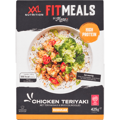 Foto van Fitmeals Chicken teriyaki op witte achtergrond