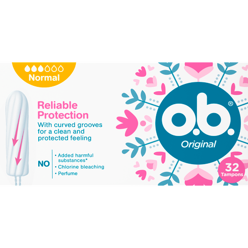 Foto van O.B. Tampons original normal op witte achtergrond