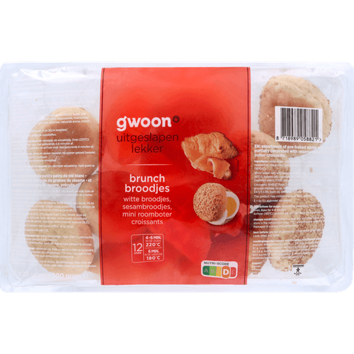 Foto van G'woon Brunchbroodjes op witte achtergrond