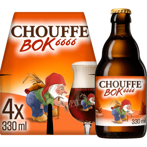 Foto van La Chouffe Bok 6666 Belgisch bokbier op witte achtergrond