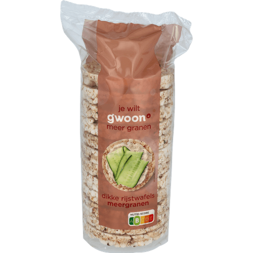 Foto van G'woon Dikke rijstwafel meergranen op witte achtergrond