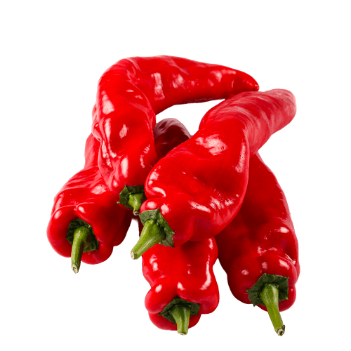 Foto van Puntpaprika rood op witte achtergrond
